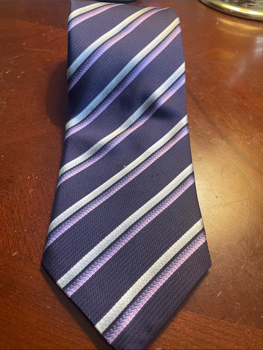 Roberto Villini couture 100% silk tie Navy, Purple, Silver
